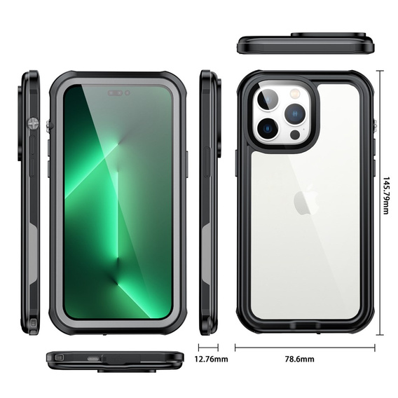 IP68 vízálló tok a iPhone 14 Plus, fekete