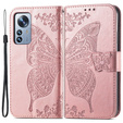 Pattintható tok a Xiaomi 12 Pro, Butterfly, rózsaszín rose gold