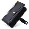 Pattintható tok a Samsung Galaxy A16, Wallet Zipper Pocket, fekete
