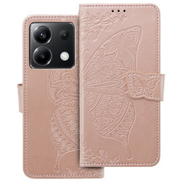 Pattintható tok a Xiaomi Poco X6 5G, Butterfly, rózsaszín rose gold