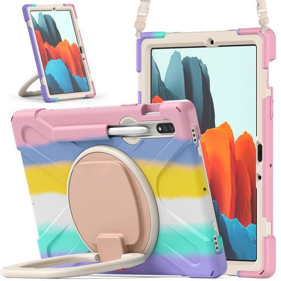 Tok Samsung Galaxy Tab S10 Lite / S10 FE / S9 FE / S9 / S8 / Tab S7, páncélozott, 360 fokban forgatható, színes