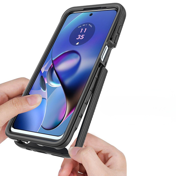 Tok Motorola Moto G54 5G készülékhez, Shockproof, fóliával, fekete