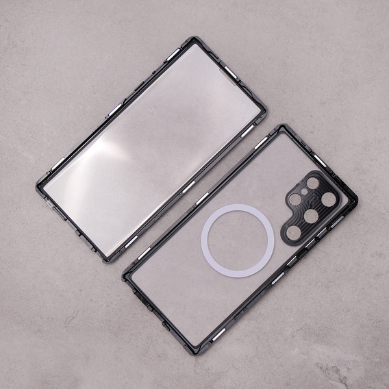 Magnetic Dual Glass MagSafe tok Samsung Galaxy S22 Ultra, fekete