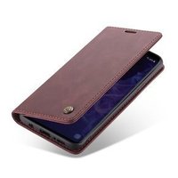 CASEME tok Samsung Galaxy S9 Plus, Leather Wallet Case, bordó