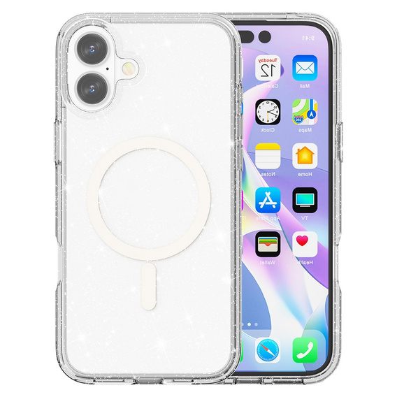 Tok iPhone 17 készülékhez, MagSafe, csillogó, átlátszó