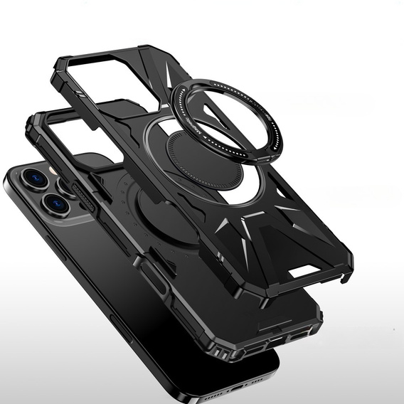 Tok iPhone 16 Pro Max-hoz, páncélozott, állvánnyal és fogantyúval, fekete