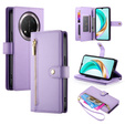 Pattintható tok a Honor Magic 7 Lite, Wallet Zipper Pocket, lila