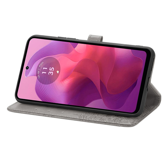 Pattintható tok a Motorola Moto E14, Mandala, szürke