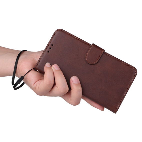 Pattintható tok a Realme C67, Leather Wallet, barna