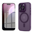 Tok iPhone 16 Pro-hoz, MagSafe, ERBORD Matt Case, sötétlila + képernyőüveg