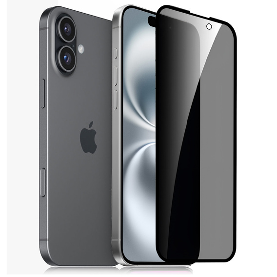 2x edzett adatvédelmi üveg az iPhone 16-hoz, ERBORD 9H Easy App Anti-Peep