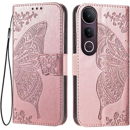 Pattintható tok a Vivo V50 Lite 4G / 5G, Butterfly, rózsaszín rose gold