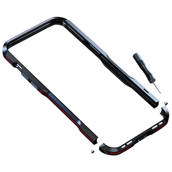 Teletok LUPHIE iPhone 13 Pro Max-hoz, Armor Bumper, fekete / piros