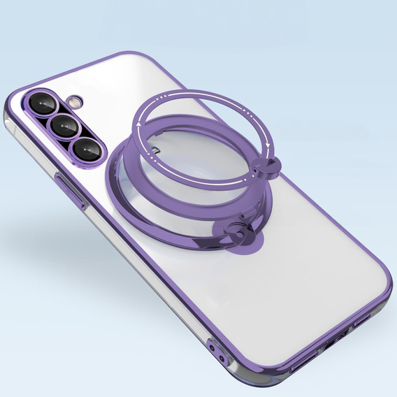 Mágneses tok Samsung Galaxy A56-hoz, MagSafe, lila + üveg 9H