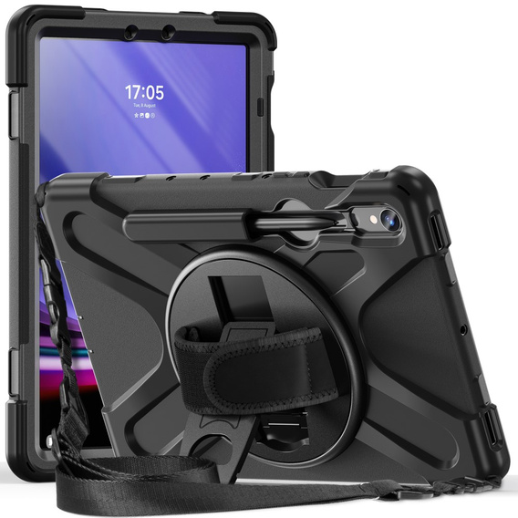 Páncélozott tok Samsung Galaxy Tab S9 / S8 / S7 iPad Pro 12.9 1, védő 360, hely a tollnak, fekete