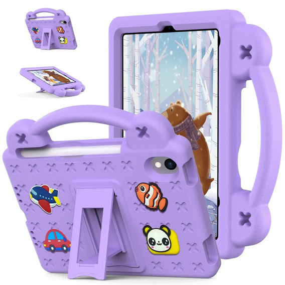 Gyermek tok iPad mini 8.3" 2021 (6 gen.) / iPad mini 8.3" 2024 (7 gen.), Cute Patterns, állvánnyal, lila