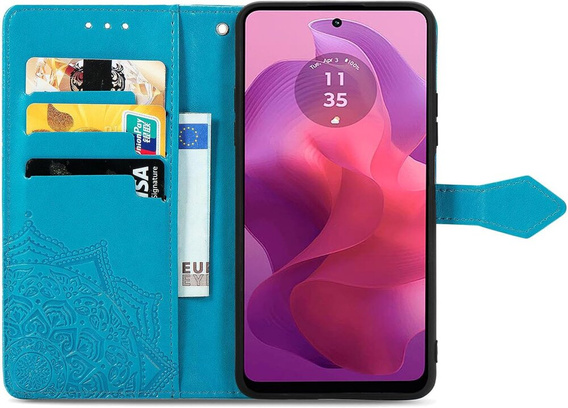 Pattintható tok a Motorola Moto E14, Butterfly, kék