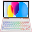 Kivilágított bluetooth billentyűzettel ellátott tok iPad 10.9 2022 (10 gen.), rózsaszín