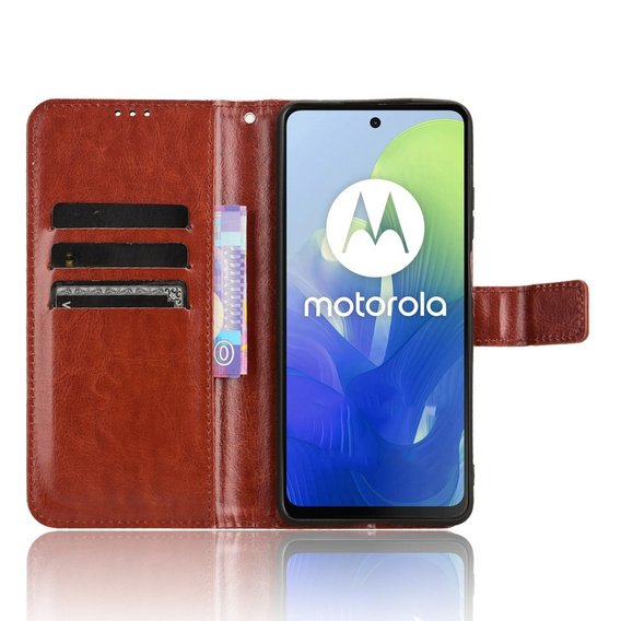 Pattintható tok a Motorola Moto E14, Crazy Horse Wallet, barna