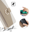 Flip tok Samsung Galaxy S24, Wallet Zipper Pocket, tükörrel, fehér