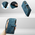 CASEME tok Samsung Galaxy A56 5G, Leather Wallet Cash and Card Slots, pánttal, kék