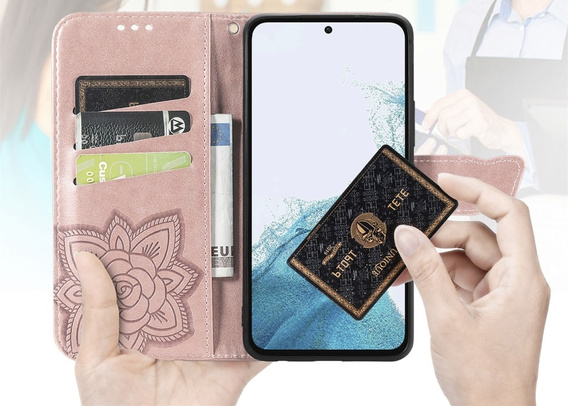 Pattintható tok a Samsung Galaxy A56, Butterfly, rózsaszín rose gold