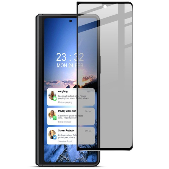 IMAK adatvédelmi edzett üveg Samsung Galaxy Z Fold4 5G - Black készülékhez