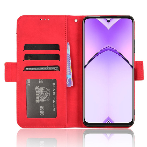 Pattintható tok a Oppo A80, Card Slot, piros