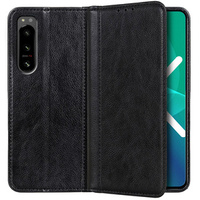 Telefontok a Sony Xperia 5 IV 5G, Wallet Litchi Leather, fekete