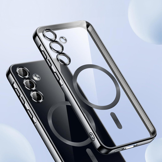Tok Samsung Galaxy S25-hoz, Electro MagSafe, fekete + üveg a képernyőhöz