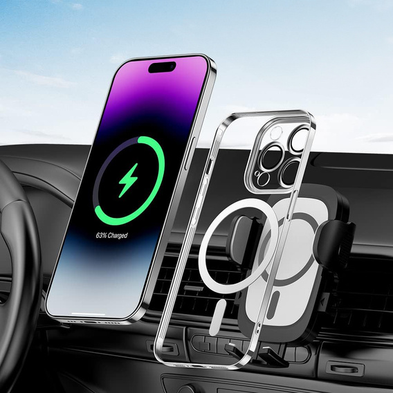 Telefontok a iPhone 14 Pro, ERBORD Hybrid MagSafe Case, ezüst