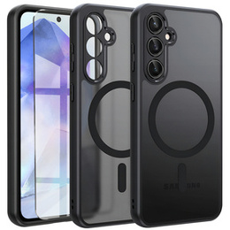 Tok Samsung Galaxy A55-hoz, MagSafe, ERBORD Matt Case, fekete + képernyőüveg