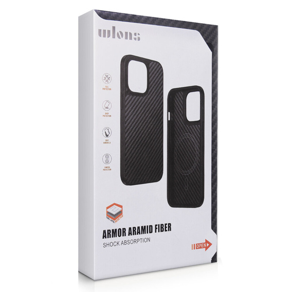 Tok iPhone 15 Pro Max, Aramid Fiber Cover, fekete