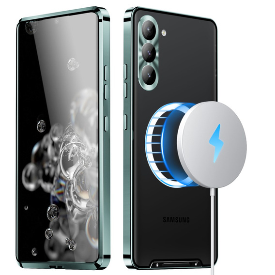 Kameravédő tok Samsung Galaxy S23, CamShield MagSafe, átlátszó / zöld