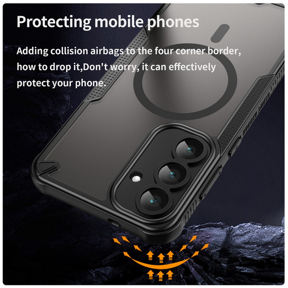 Páncélozott tok Samsung Galaxy S25 FE készülékhez, MagSafe, matt fekete