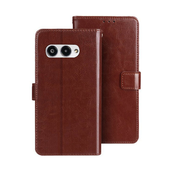 Pattintható tok a T Phone 3 5G, Crazy Horse Wallet, barna