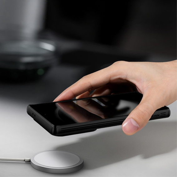NILLKIN tok Samsung Galaxy S24 Ultra, szilikon CamShield tok MagSafe-hoz, fekete