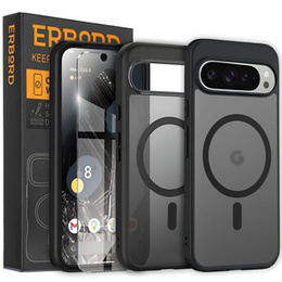 Tok Google Pixel 9 Pro-hoz, MagSafe, ERBORD Matt Case, fekete + képernyőüveg