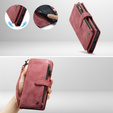 CASEME tok Samsung Galaxy A56 5G, Leather Wallet Cash and Card Slots, pánttal, piros