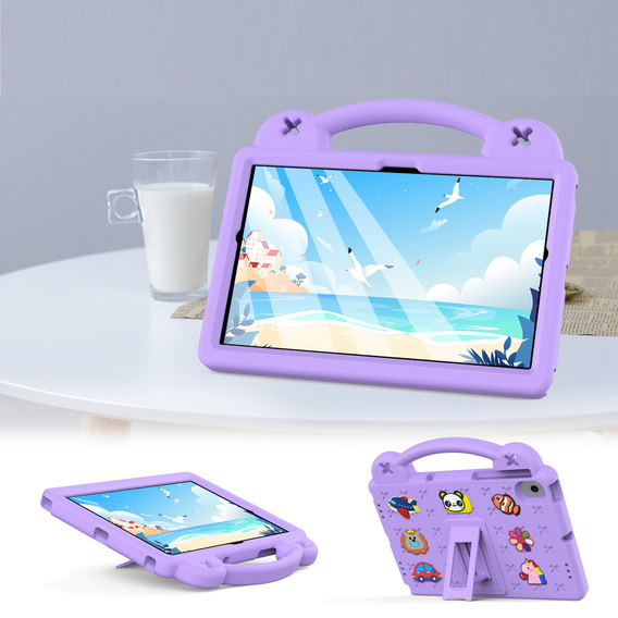 Gyermek tok Samsung Tab A8 X200 / X205, Cute Patterns, állvánnyal, lila
