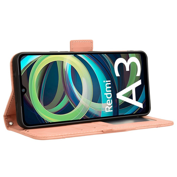 Pattintható tok a Xiaomi Redmi A3, Card Slot, rózsaszín