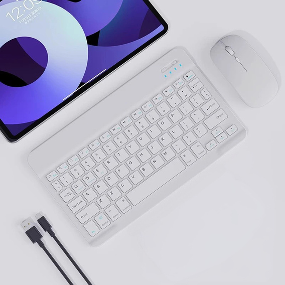 A Bluetooth vezeték nélküli billentyűzet és egér készlet, fehér színben