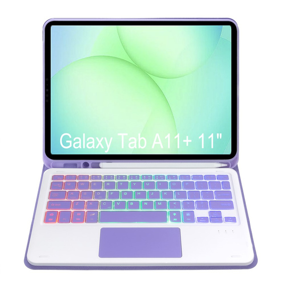 Háttérvilágítású Bluetooth billentyűzettel és érintőpaddal ellátott tok Samsung Galaxy Tab A11+ készülékhez