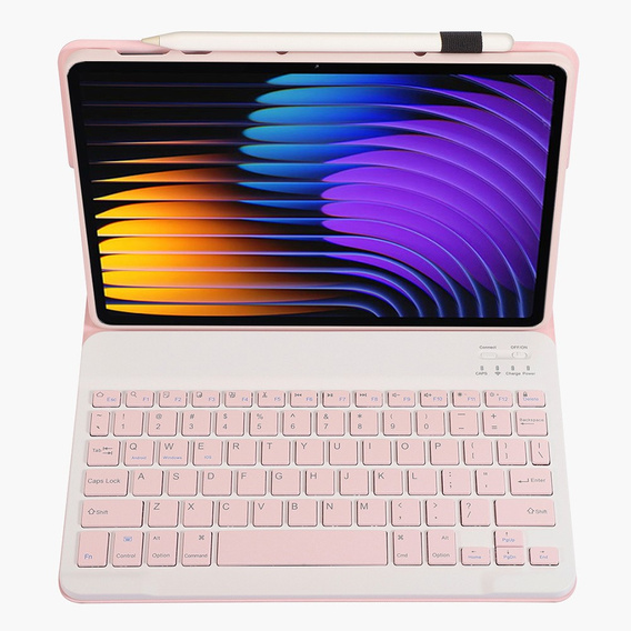 Bluetooth billentyűzetet tartalmazó tok Xiaomi Pad 7 / Xiaomi Pad 7 Pro készülékhez, rózsaszínű