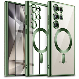 Tok Samsung Galaxy S24 Ultra-hoz, Electro MagSafe, zöld+ Teljes ragasztó kerámia üveg
