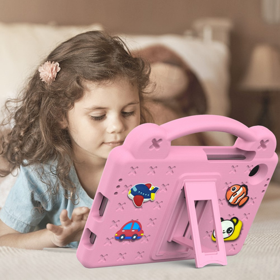Gyermek tok Samsung Galaxy Tab A9, Cute Patterns, állvánnyal, rózsaszín