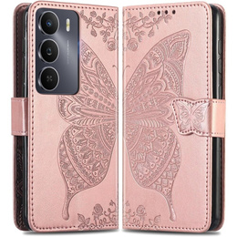 Pattintható tok a Realme 14X / Realme C75, Butterfly, rózsaszín rose gold