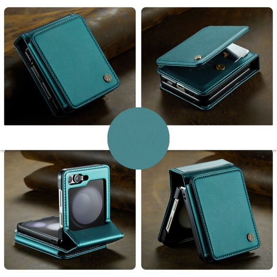 CASEME flip tok Samsung Galaxy Z Flip5 5G, Litchi Wallet, zöld