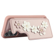 Tok Samsung Galaxy A55 5G, Leather Flower Card Slot, rózsaszín