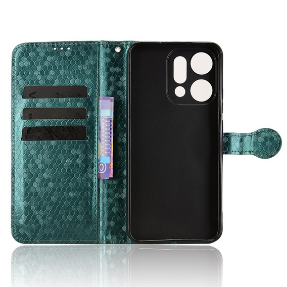 Pántos tok Oppo Reno 14, pénztárca Rhombus, zöld